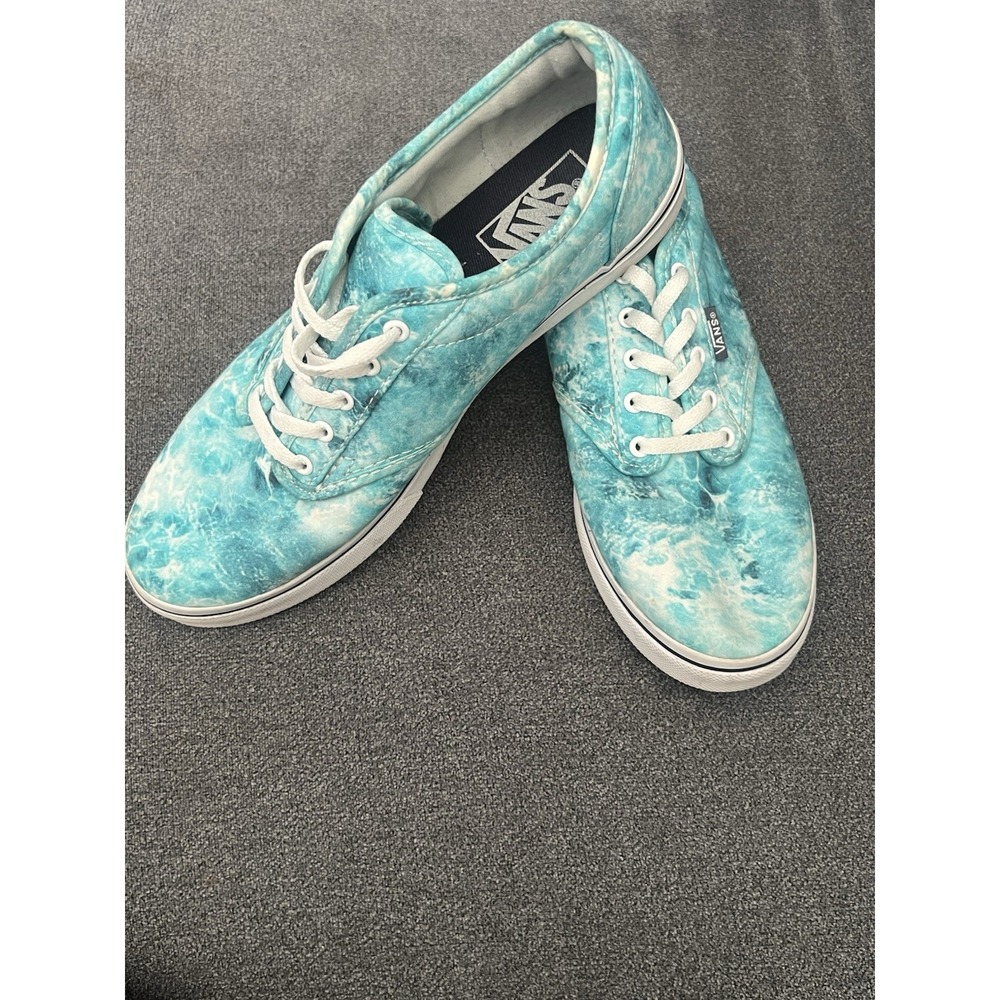 Vans Watercolor Aqua/Blue/White Canvas Sneakers, Women's Sz. 7.5 , Super‎ Cute! - Picture 6 of 7